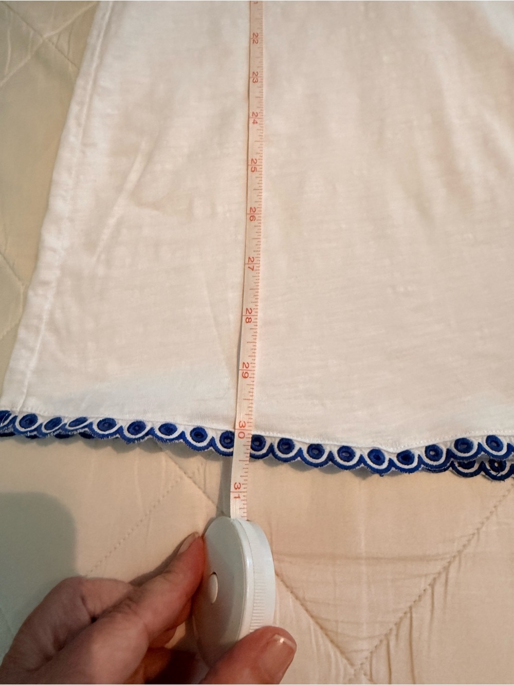 Boden White Tunic with Navy Circle Trim - Picture 4 of 5